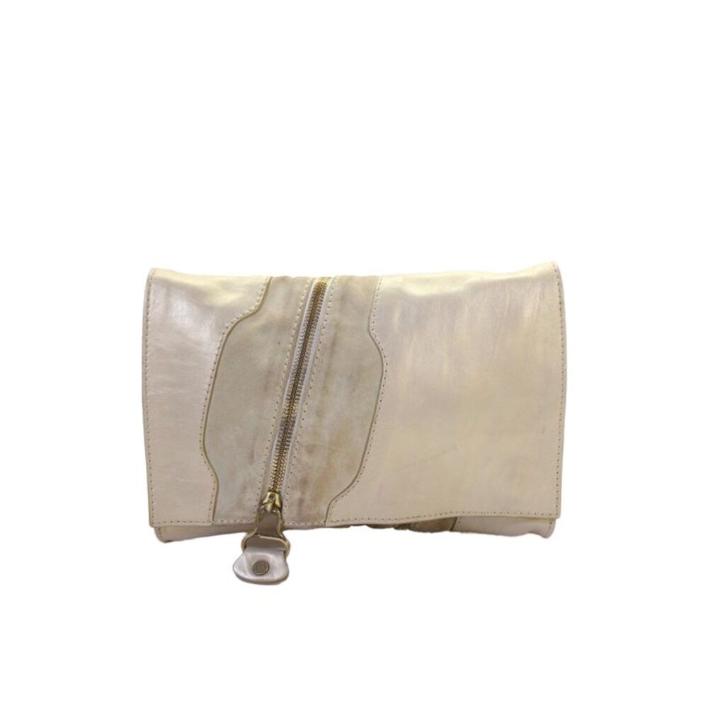 Jimmy Choo Womens Leather Zipper Front Clutch Handbag Gold